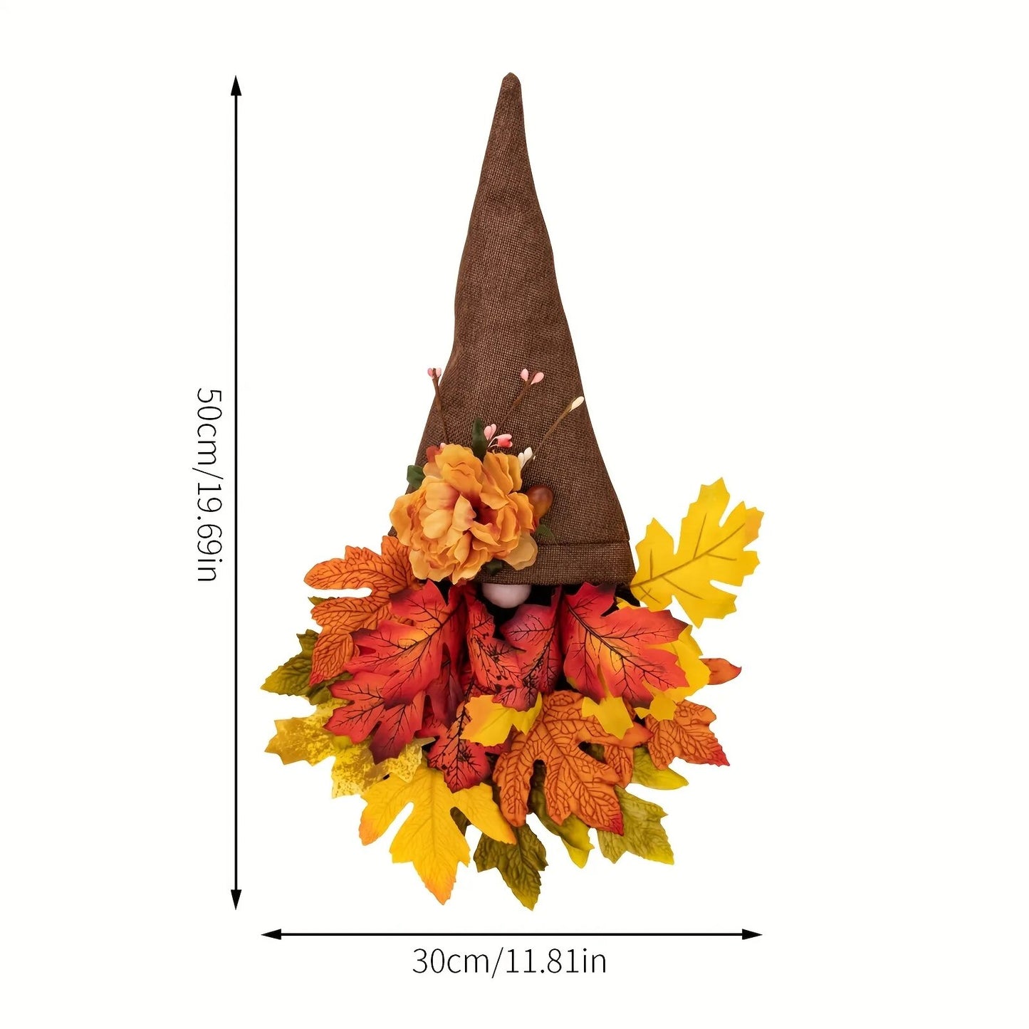 1PC Autumn Maple Leaf Hat Wreath  Door  Wall Hanging  Decoration