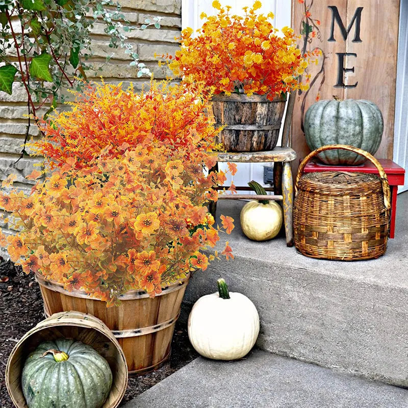 Artificial Fall Flowers Outdoor Plastic Shrub Plant Decoration