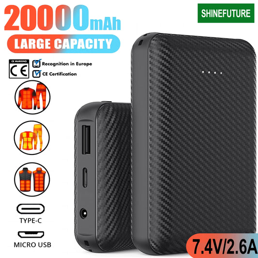 Power Bank 20000mAh Portable Charger External Battery Pack for Heating Vest mobile phone