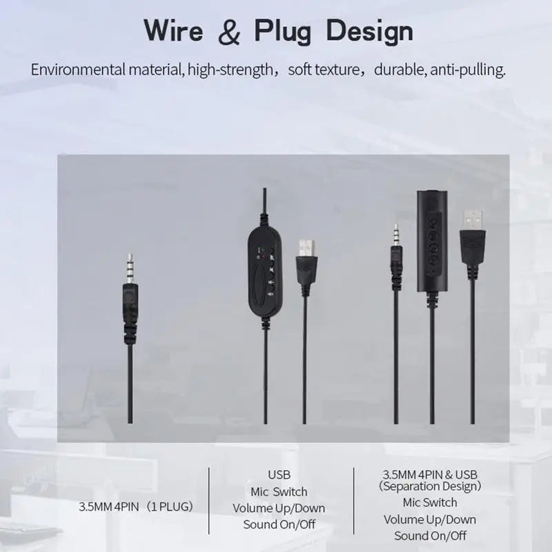 USB Headset with Microphone Noise Cancelling & Volume Control Wired Headphones