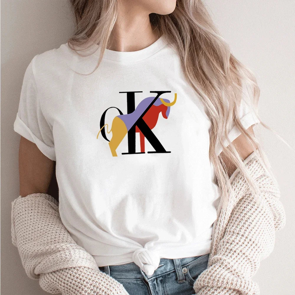 Summer Women's T-shirt 3D Letter Print Tops