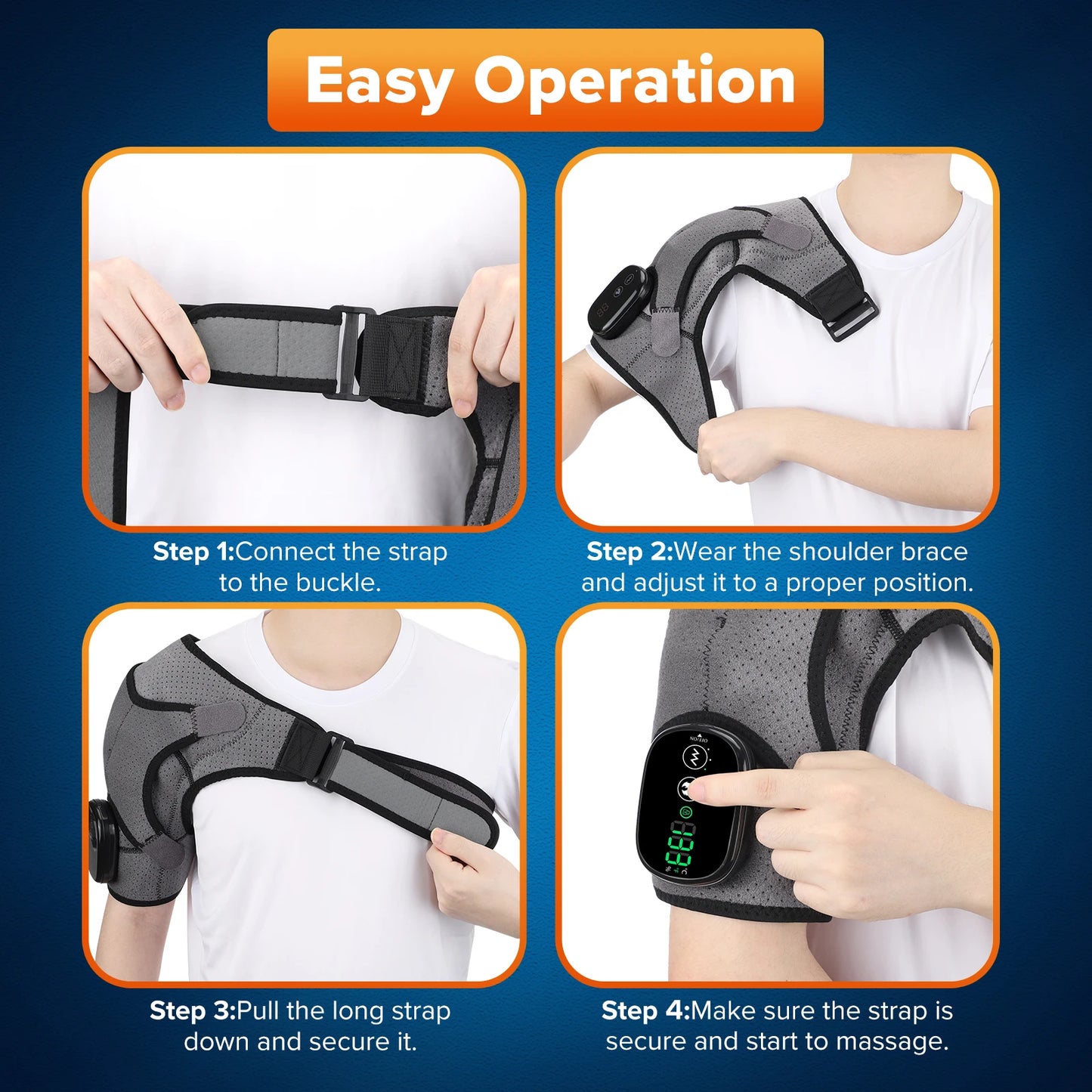 Electric Heating Shoulder Massage Brace Joint Vibration Arthritis Pain Relief