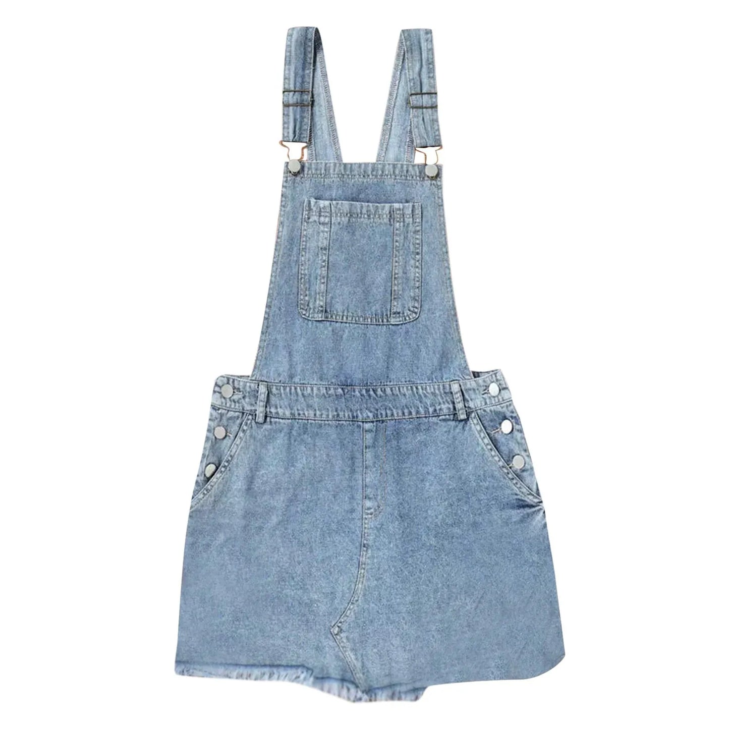 Women'S Frayed Hem Adjustable Strap Denim Overall Dress