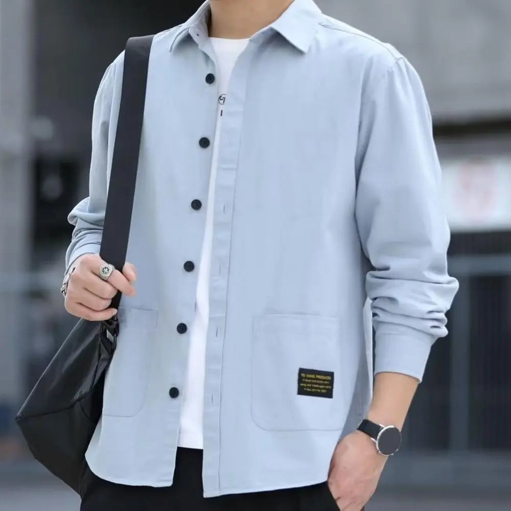 Single-breasted Thermal Style Men Autumn Shirt