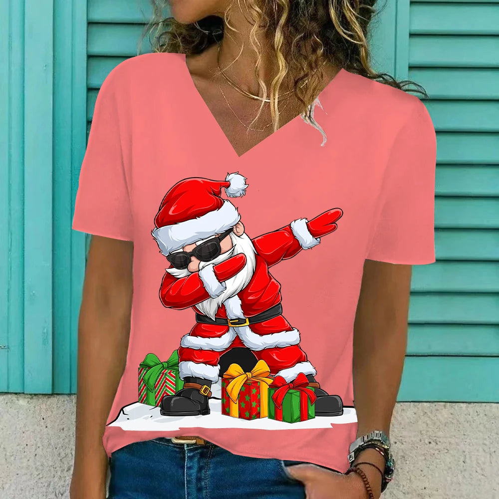 Christmas Women's Fashion Clothing Santa Claus t shirt