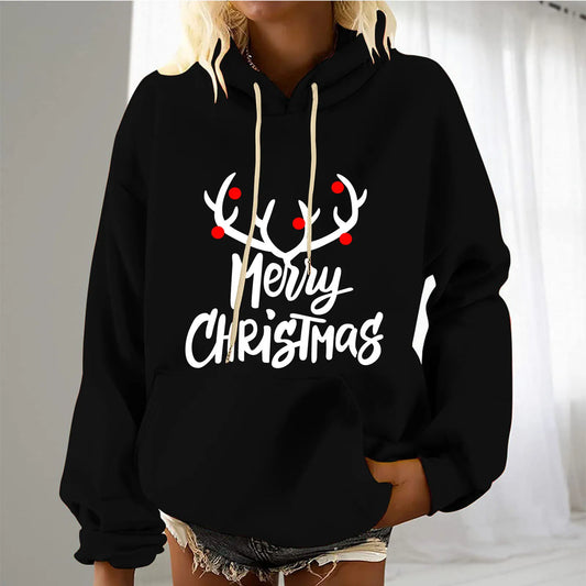 Women'S Christmas Printed Hooded Sweatshirt