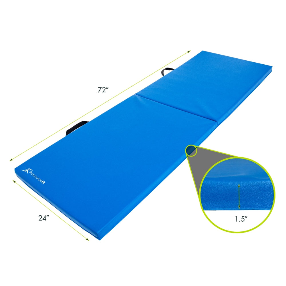 Bi-Fold Folding Exercise Mat 6 x 2, Blue  yoga mat - peterkaczconnect