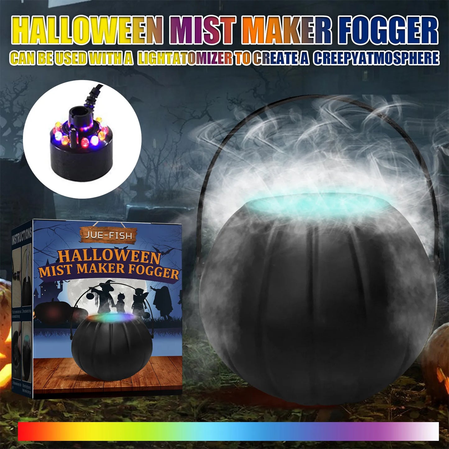 Halloween Witch Pot  Fog Maker Water Fountain Decoration