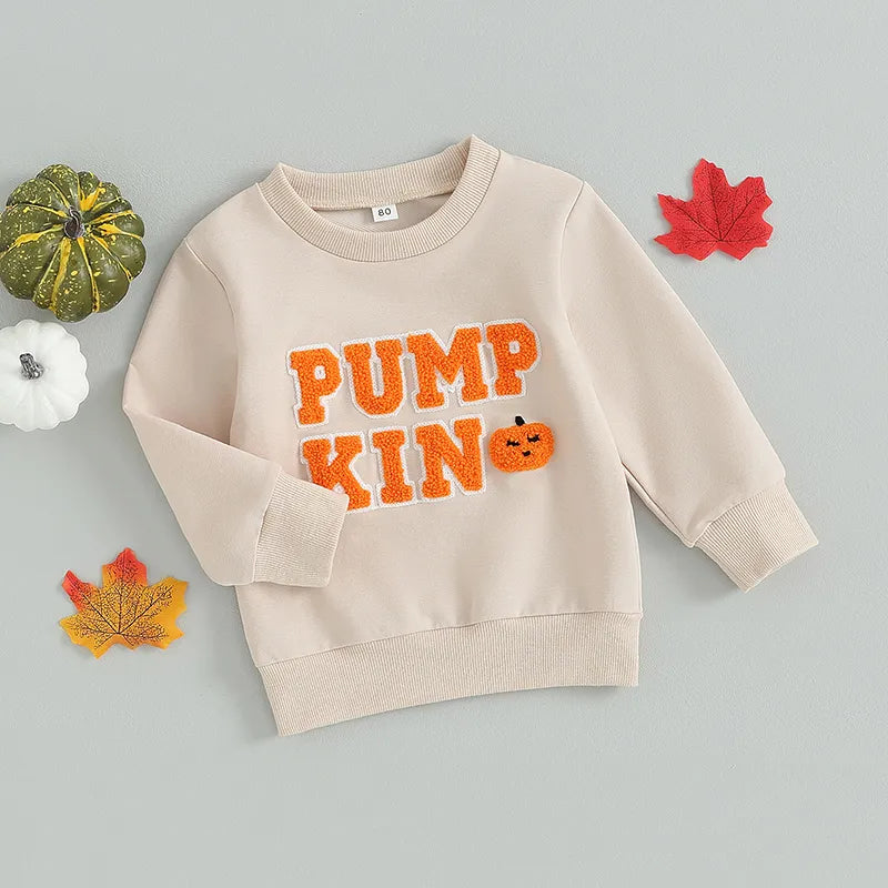 Halloween Baby Boy Girl Clothes Pumpkin Embroidery Pullover