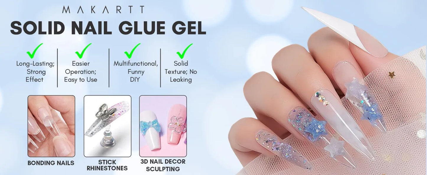 Makartt Solid Nail Gel Glue for Soft Gel Nail Tips