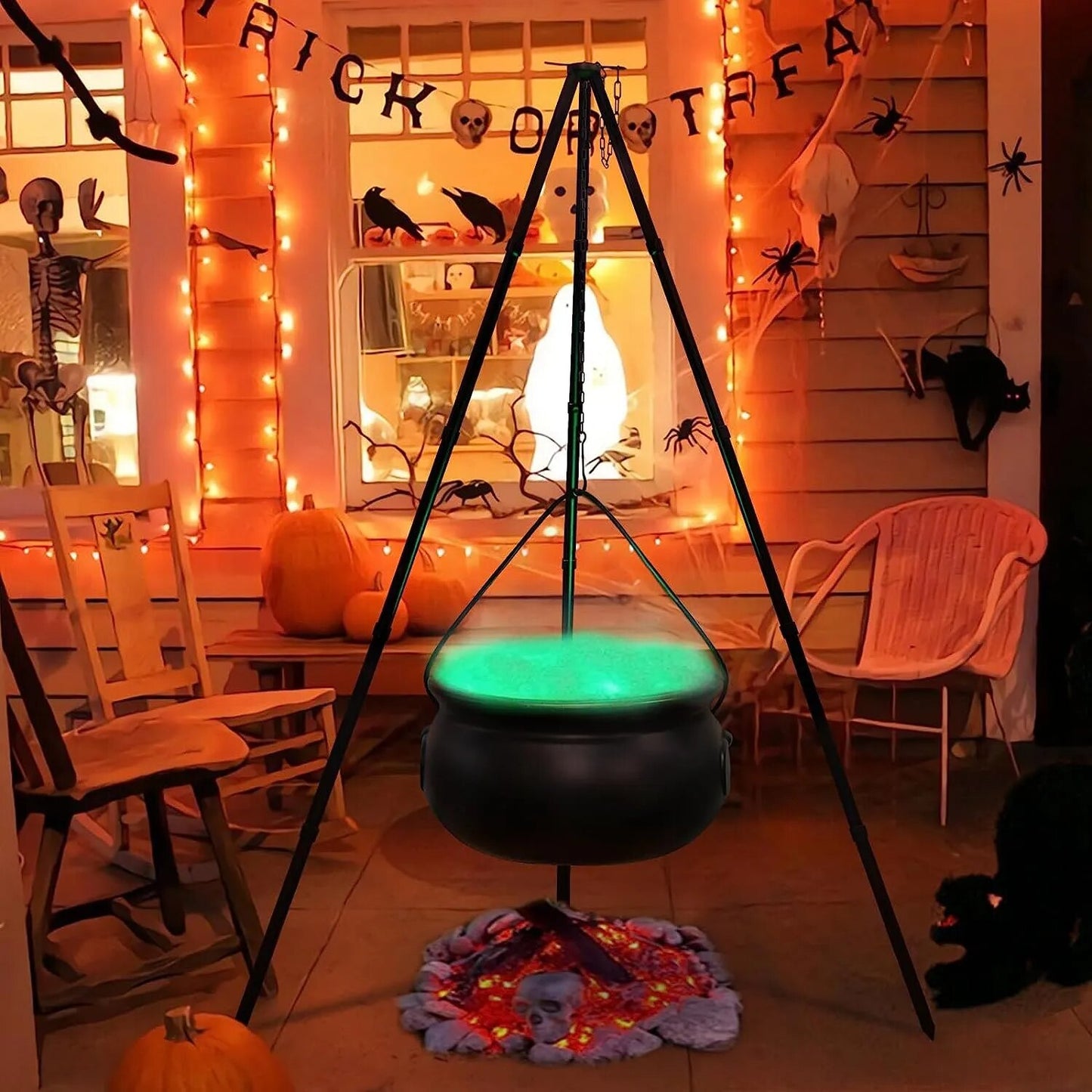 51in Halloween Decor Outdoor 12in Large Witch Cauldron on Tripod