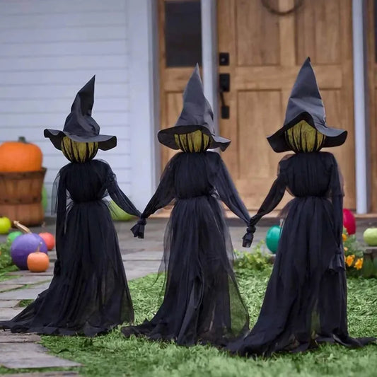 3Pcs Witches Halloween Decor Set Light Up Screaming