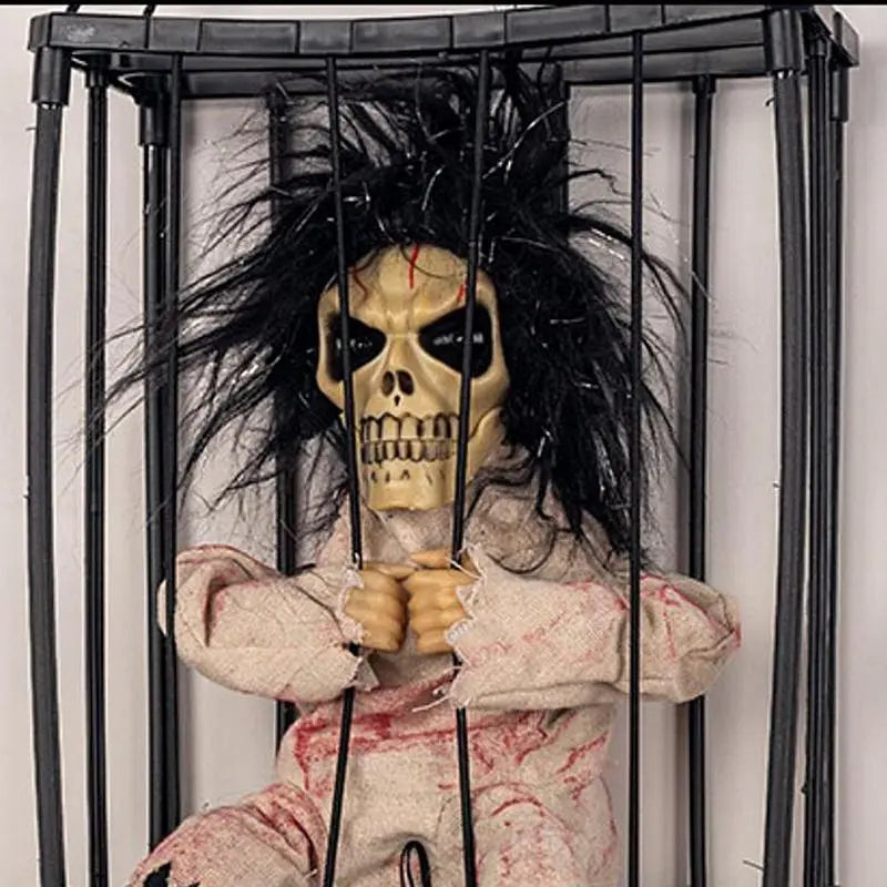 Halloween Decoration Prisoner Ghost In Cage Scary Talking Ghost