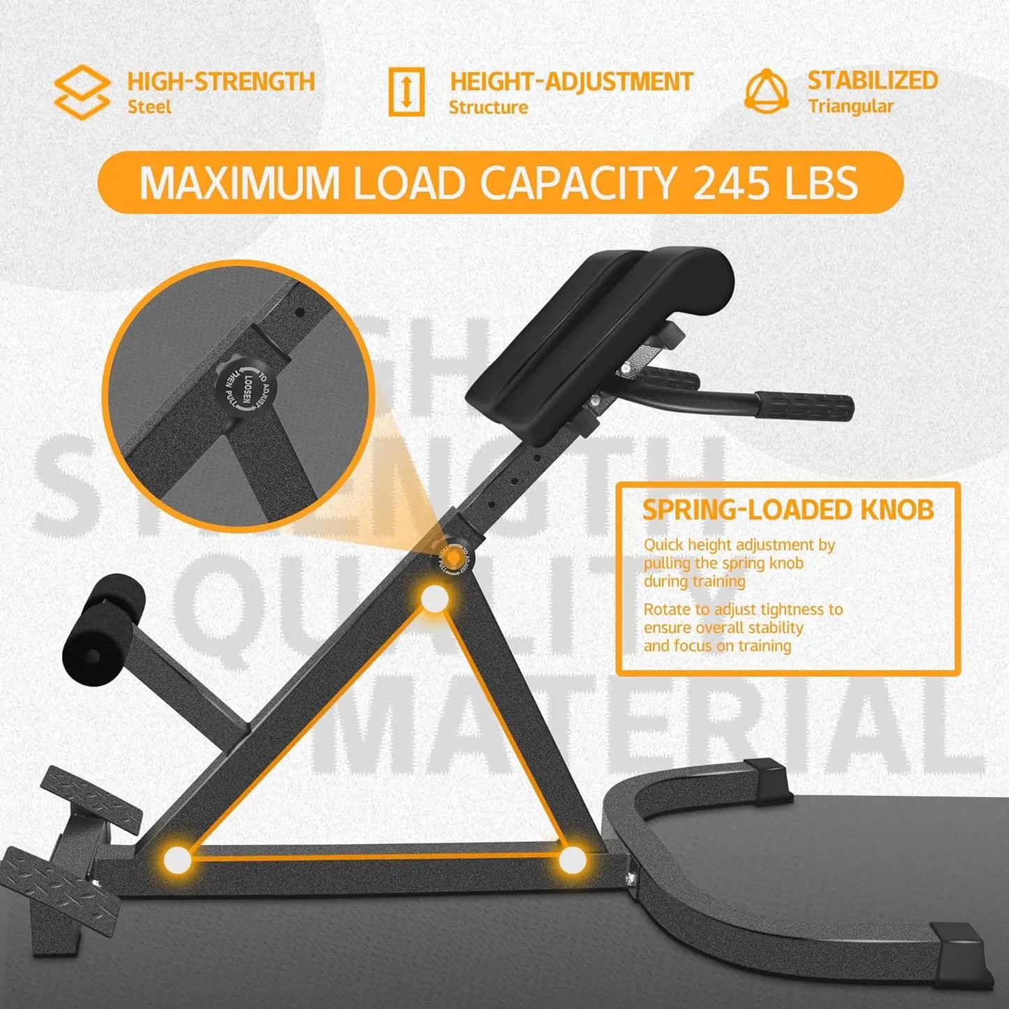 Back Extension Machine - Lower Back Hyperextension Bench - Adjustable