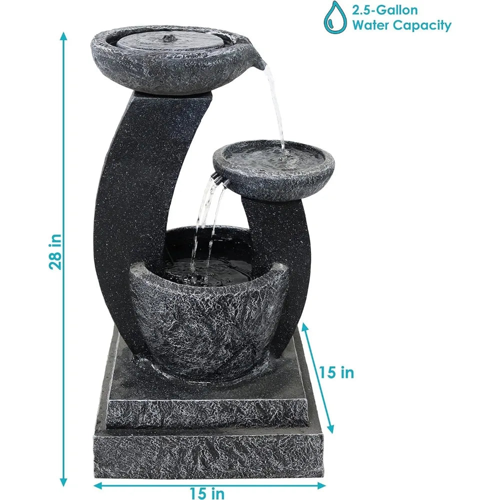 Sunnydaze Modern Cascading Bowls 28-Inch Solar Water Fountain