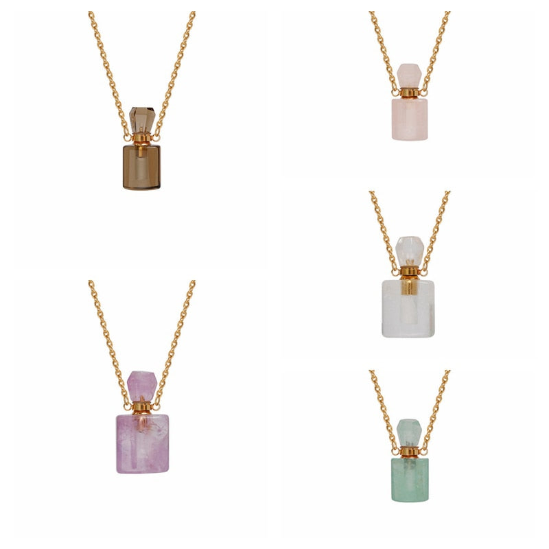 Natural Crystal Perfume Bottle Essential Oil Diffuser Necklace - peterkaczconnect