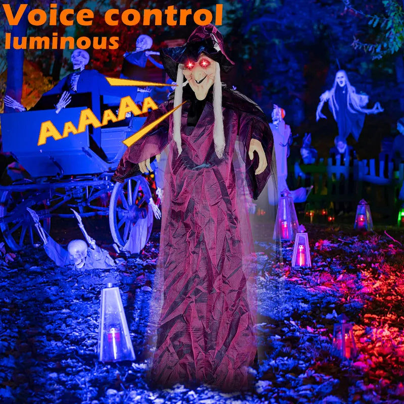 Halloween Voice Controlled Witch LED Glowing Eyes Talking