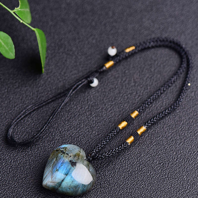 Natural Labradorite Moonstone Quartz Crystal Pendant - peterkaczconnect