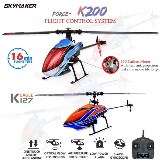 WLtoys RC Helicopters k200 K127 2.4Ghz 4CH 6-Aixs Gyroscope Fixed Height Single Blade Propellor Gyro Mini RC Toys For Kids Gift