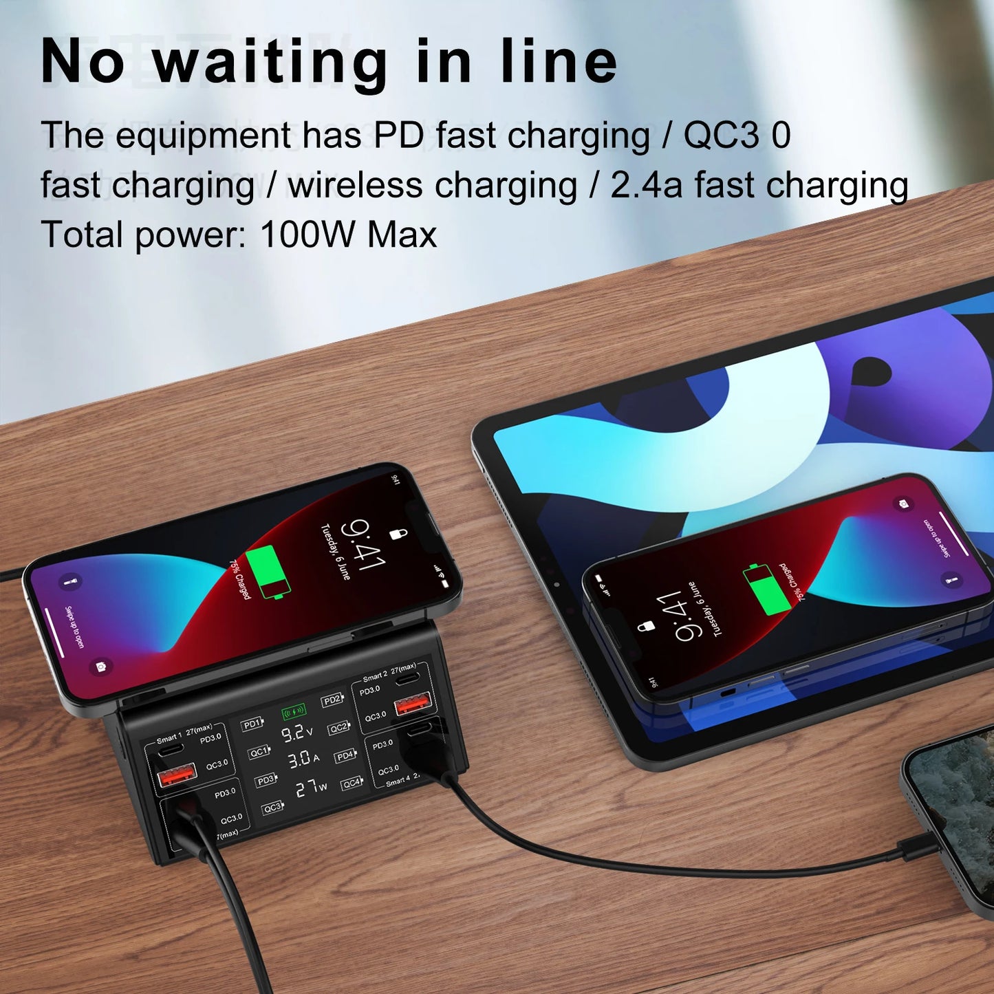 8 Port Fast Phone  Wireless Charging Station