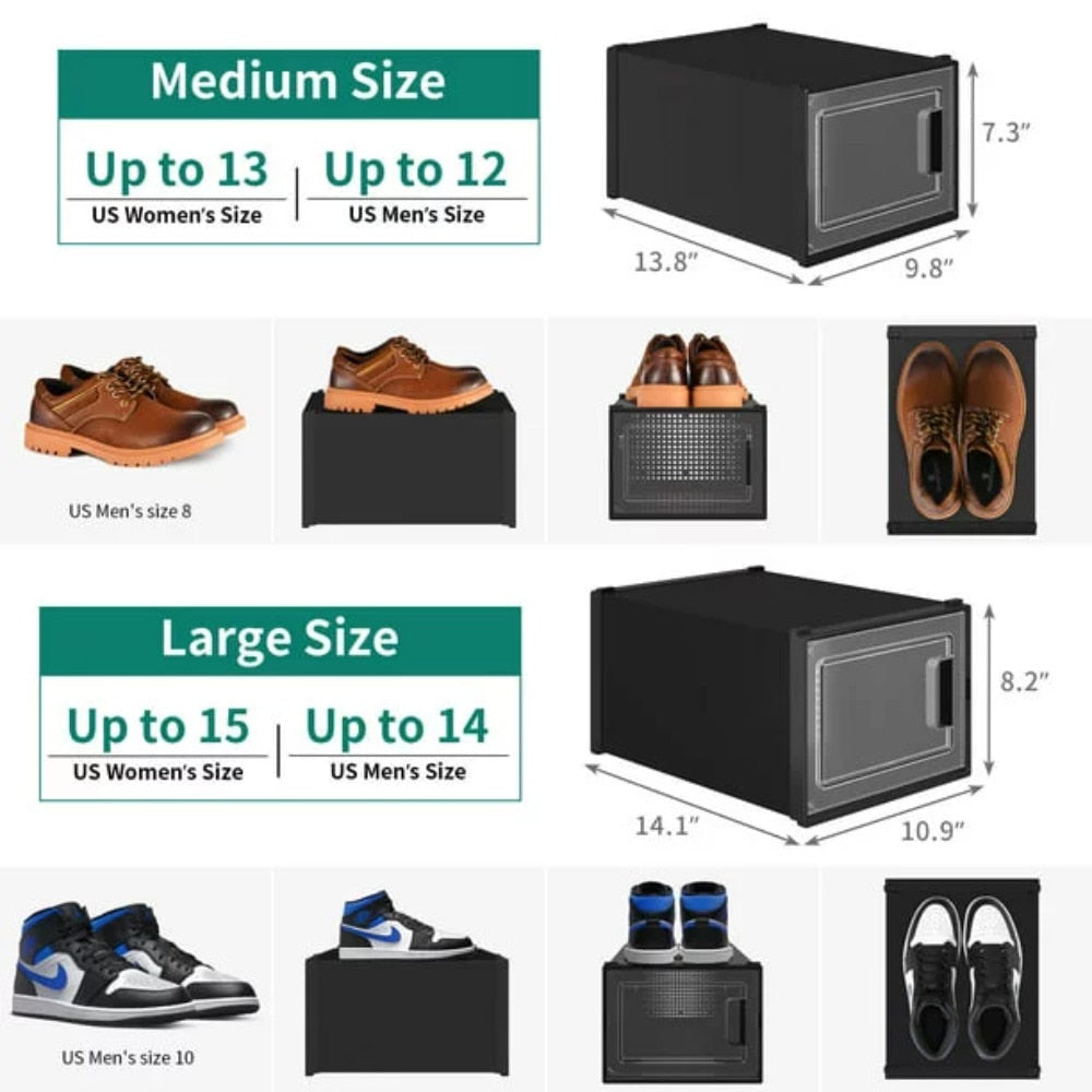 18 Pack Shoe Storage Box, Organizers, Black