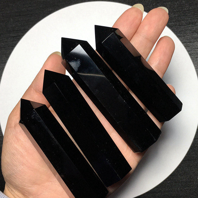 60-70mm Natural Black Obsidian Quartz Crystal - peterkaczconnect