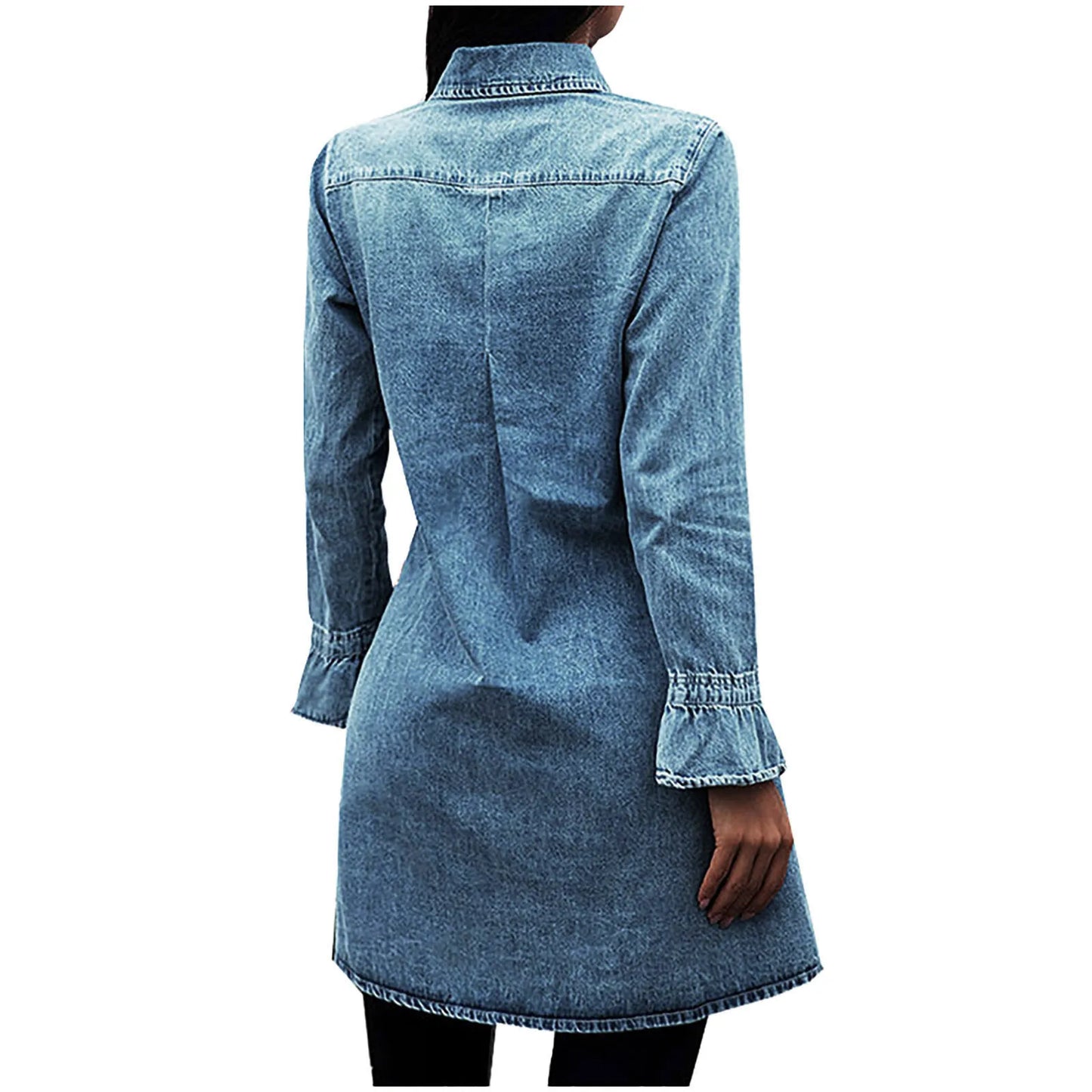 Elegant Dress Denim Party Dresses Long Sleeve