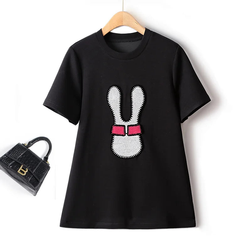 Cartoon Printed Women's Short Sleeve Oversized T-shirt