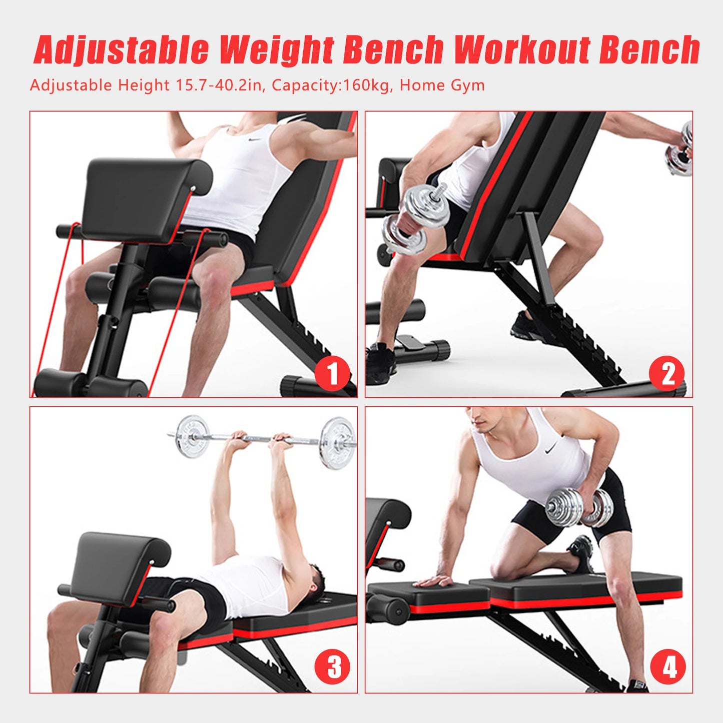 Adjustable Weight Bench 160kg Weight Capacity