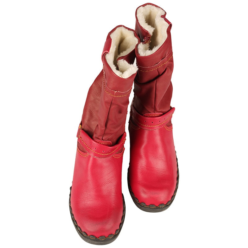 Buckle-Accent Leather Faux Fur Women Boots - peterkaczconnect