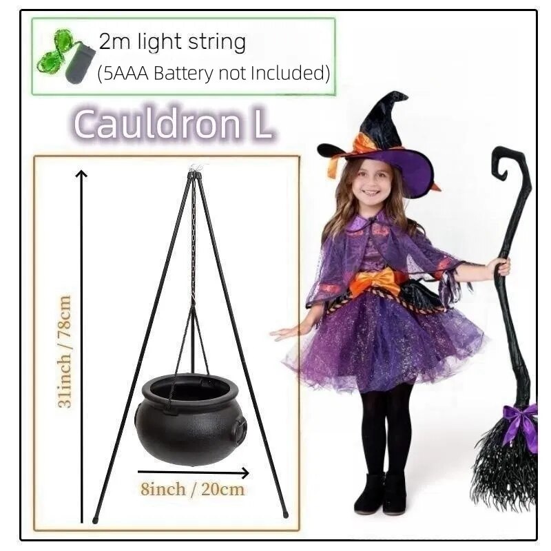 51in Halloween Decor Outdoor 12in Large Witch Cauldron on Tripod