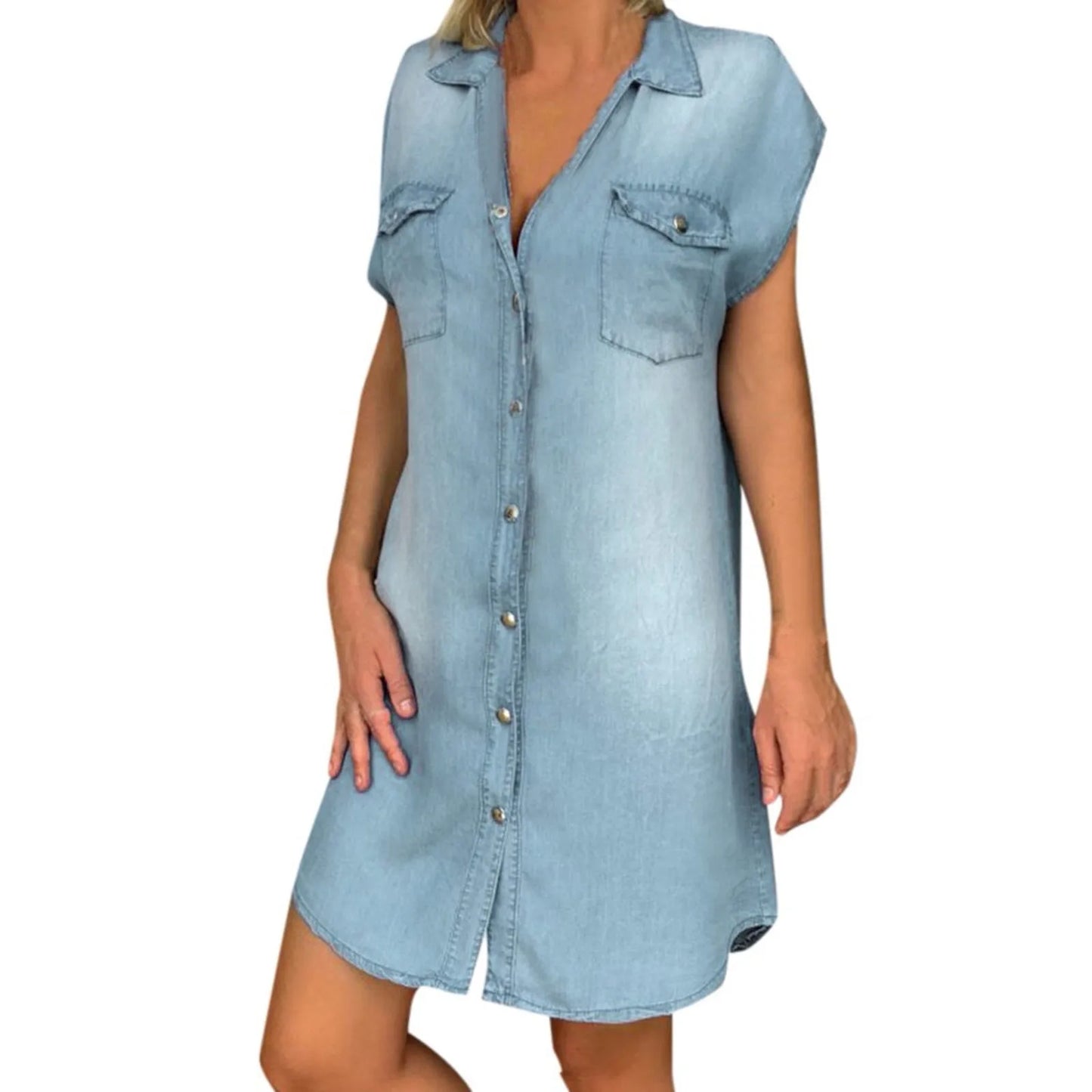 Casual Turndown Neck Denim Party Dresses up to 3xl