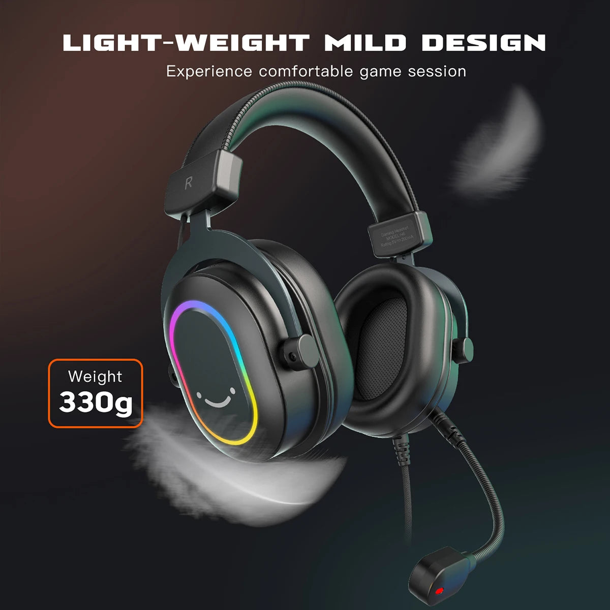 Dynamic RGB Gaming Headset with Mic Over-Ear Headphones Surround Sound