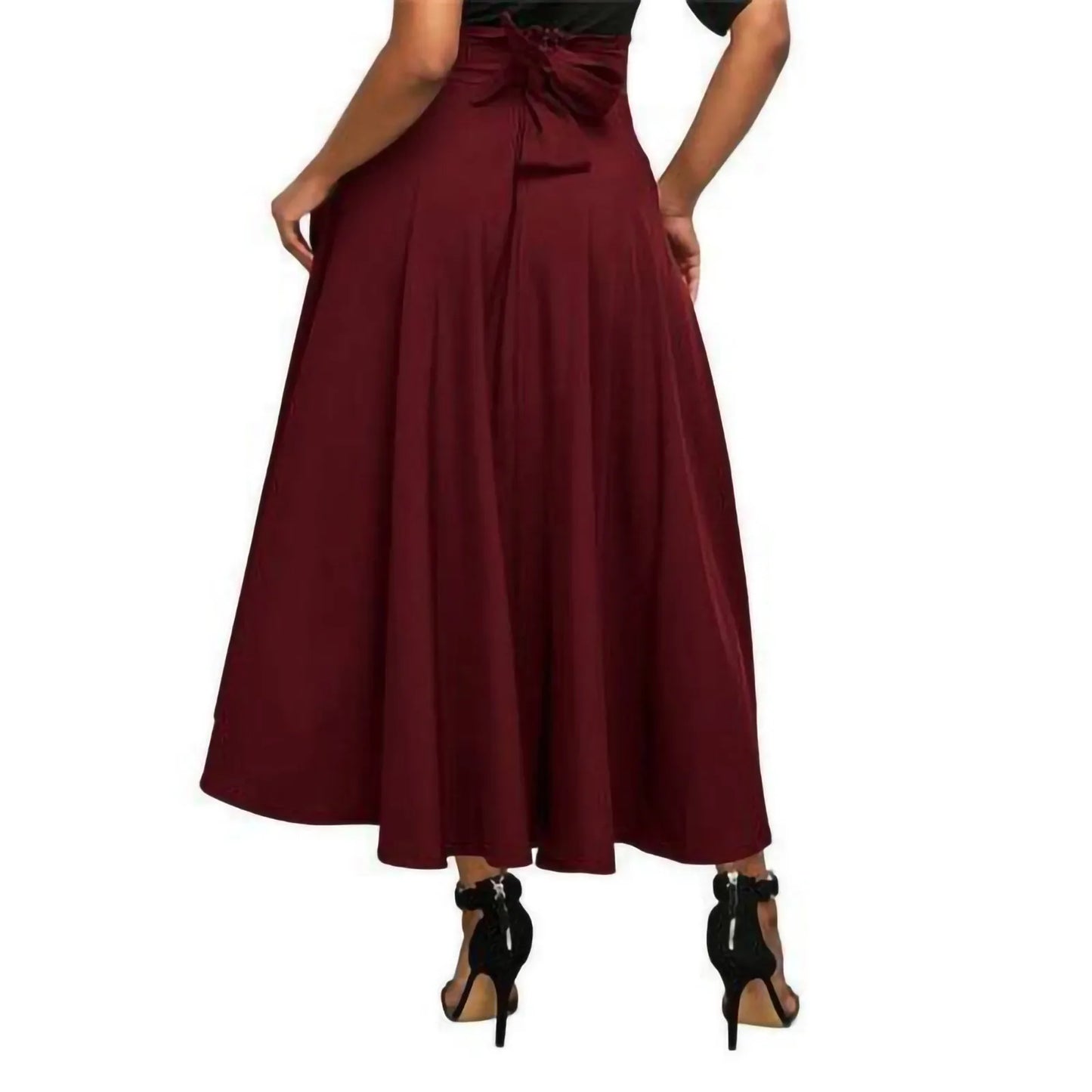 Elegant Skirt High Waist Flared Pleated Long