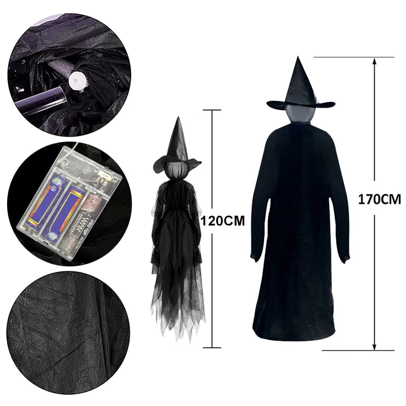 3Pcs Witches Halloween Decor Set Light Up Screaming