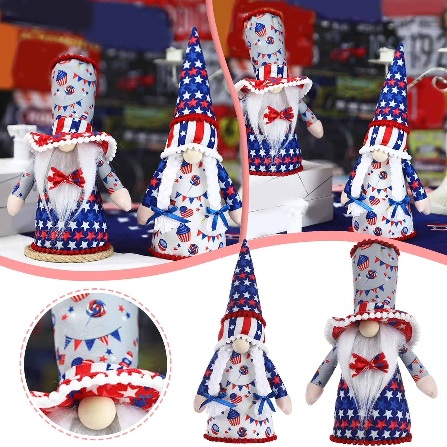 American Independence Day Pygmy Doll Decoration Creativity American Flag Sparkly Ornament