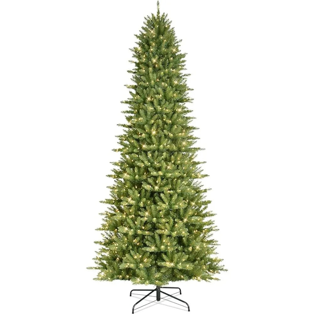 12 Foot Pre-Lit Slim Christmas Tree with 1,200 Lights,