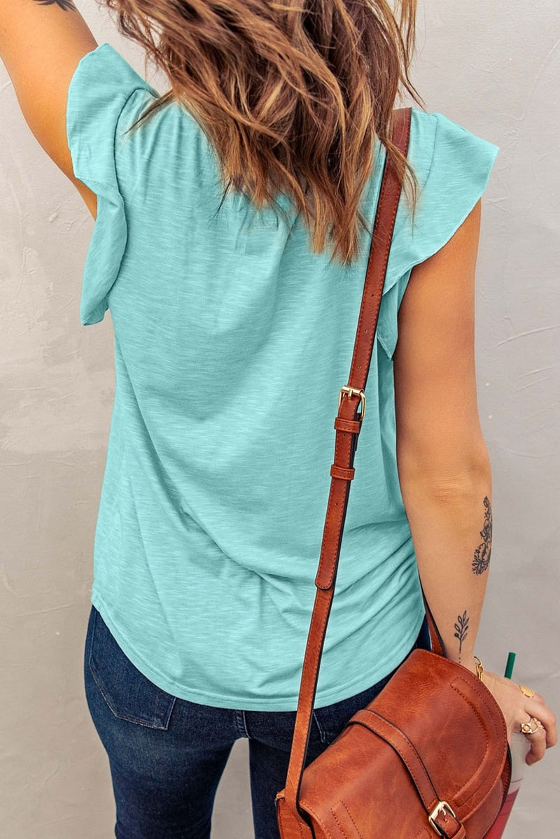 New Women V-neck  Loose Top T-shirt short-sleeved - peterkaczconnect