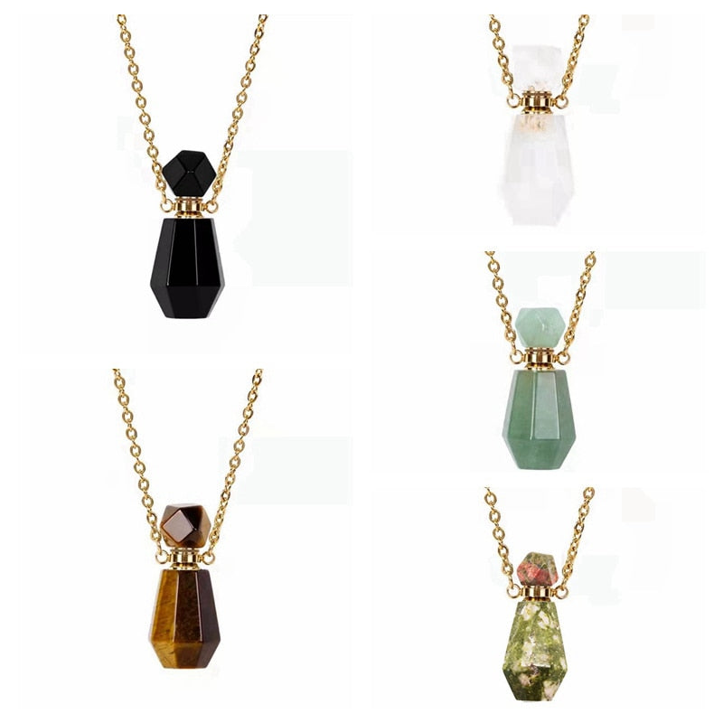 Natural Crystal Perfume Bottle Essential Oil Diffuser Necklace - peterkaczconnect