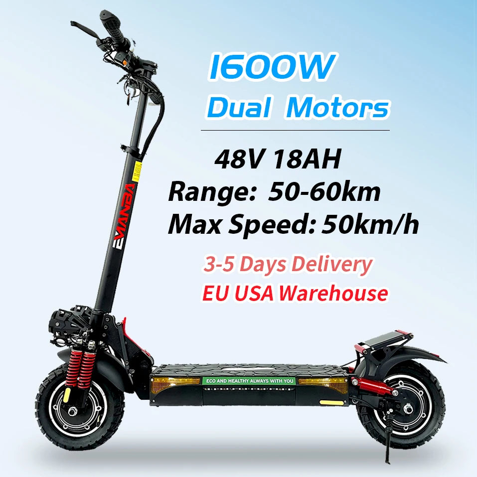 Powerful Dual Motors Electric Kick Scooter 10INCH  OFF Road Tires