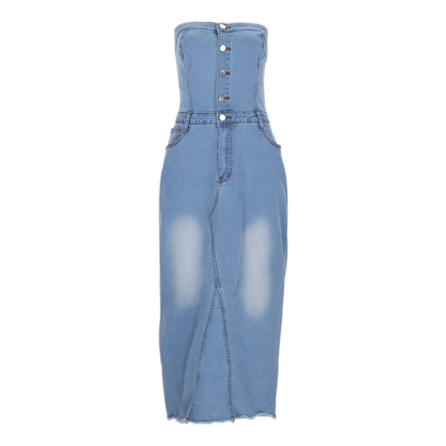 Chic Women's Denim Bodycon Dress Sleeveless