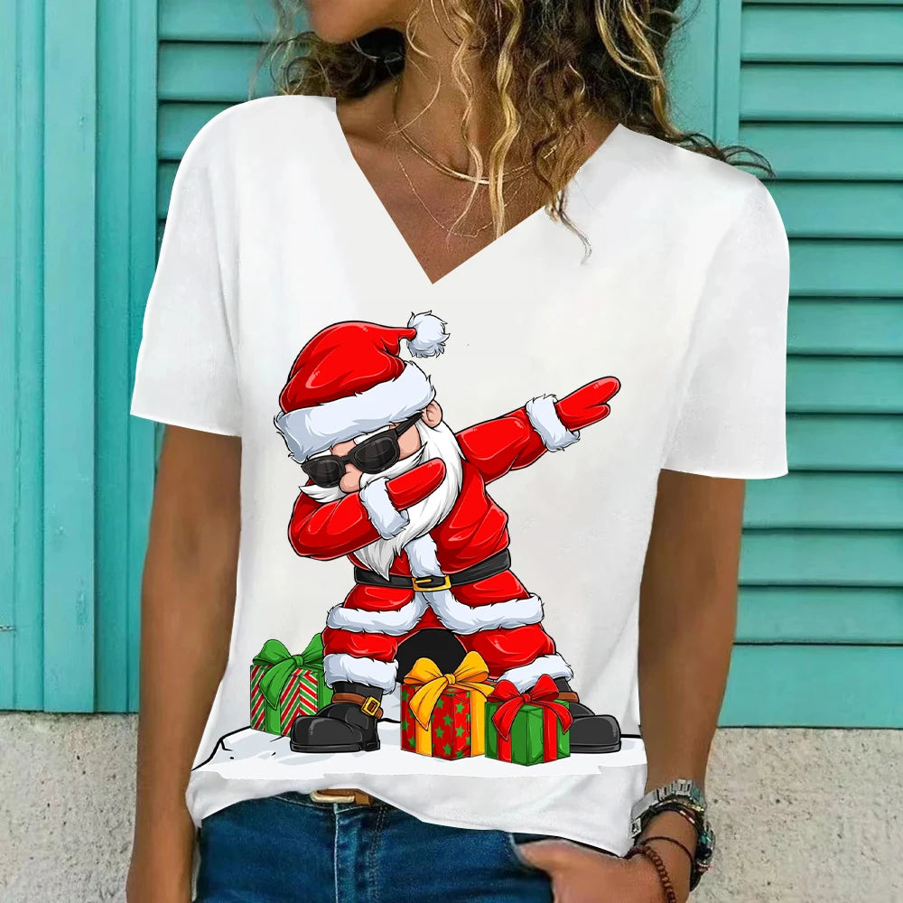 Christmas Women's Fashion Clothing Santa Claus t shirt