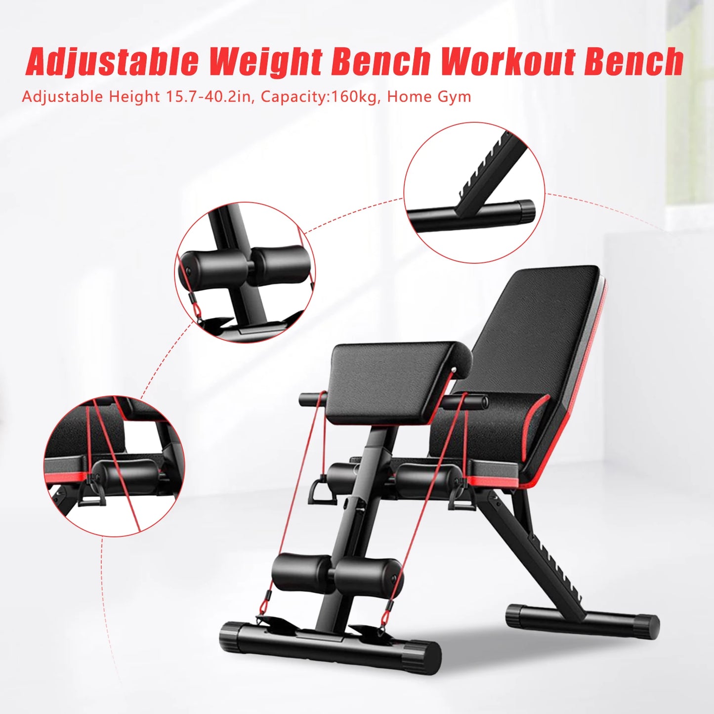 Adjustable Weight Bench 160kg Weight Capacity