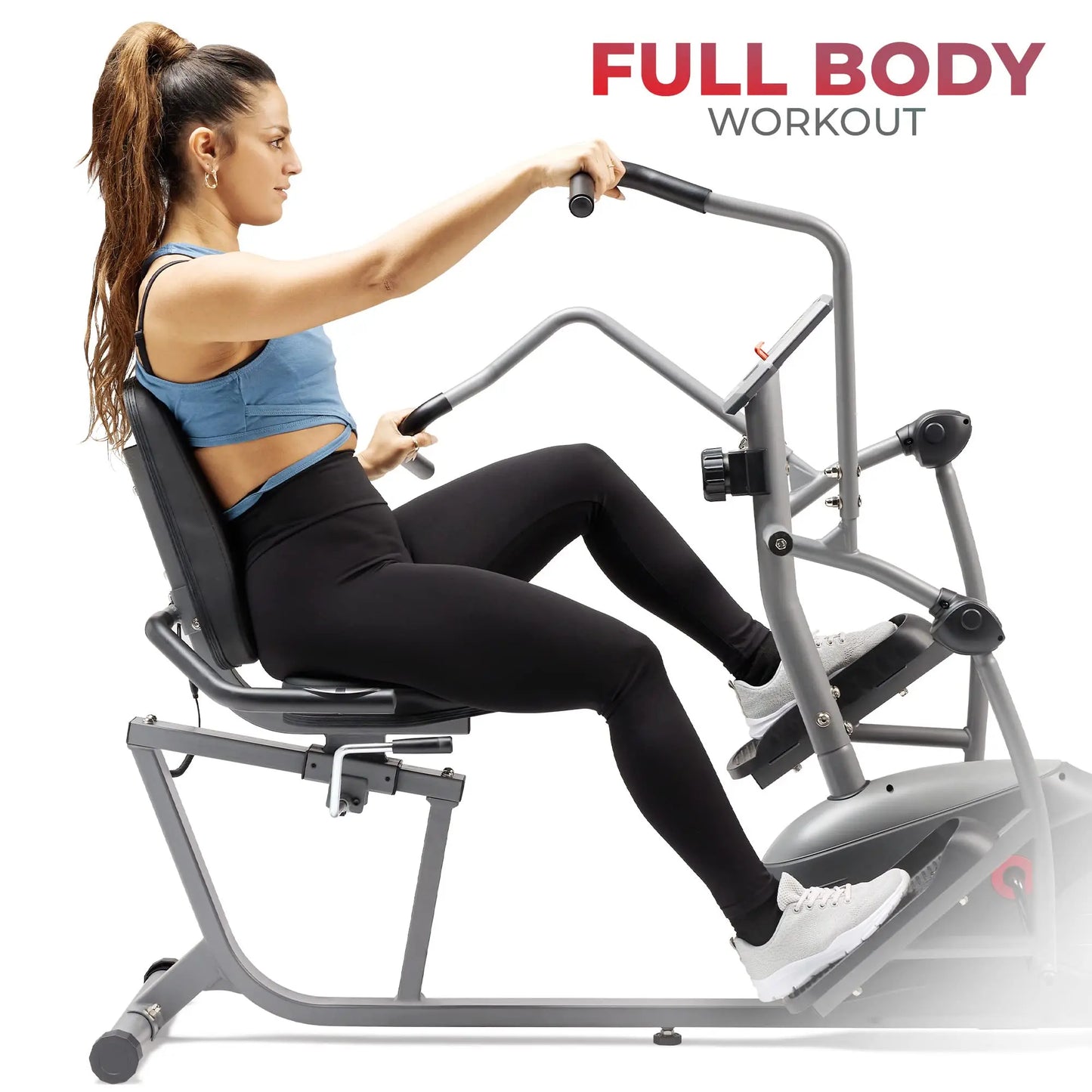 Compact Performance Recumbent Bike with Dual Motion Arm Exercisers