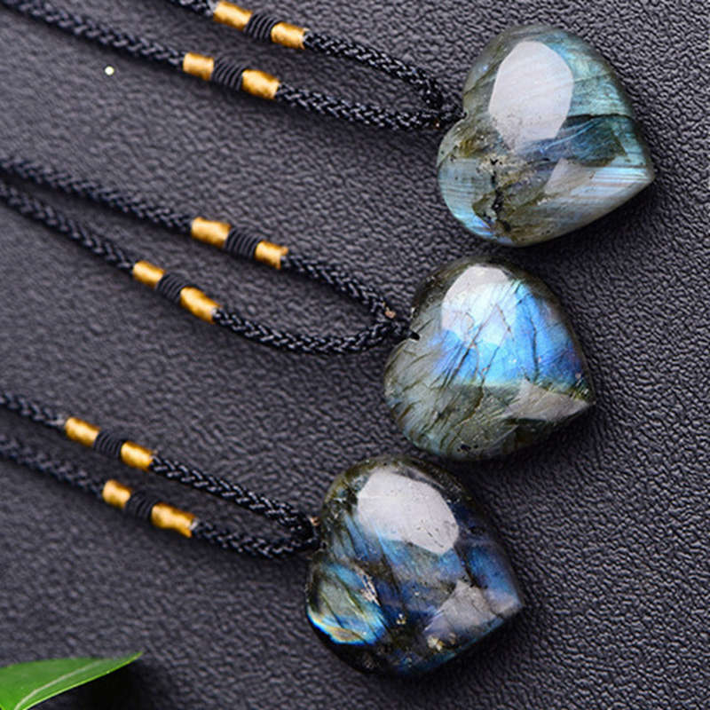 Natural Labradorite Moonstone Quartz Crystal Pendant - peterkaczconnect