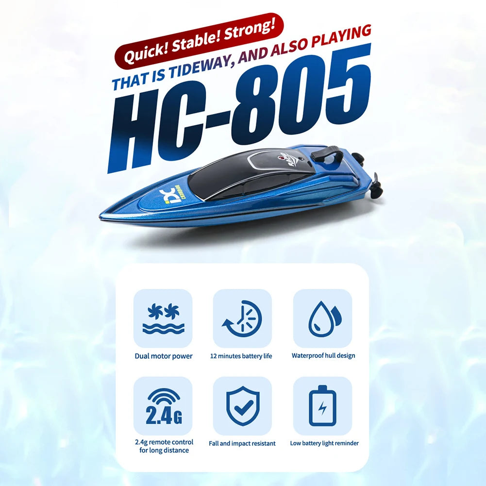 RC Speed Boat Remote Controlled High Speed LED Lamp Waterproof for Kids