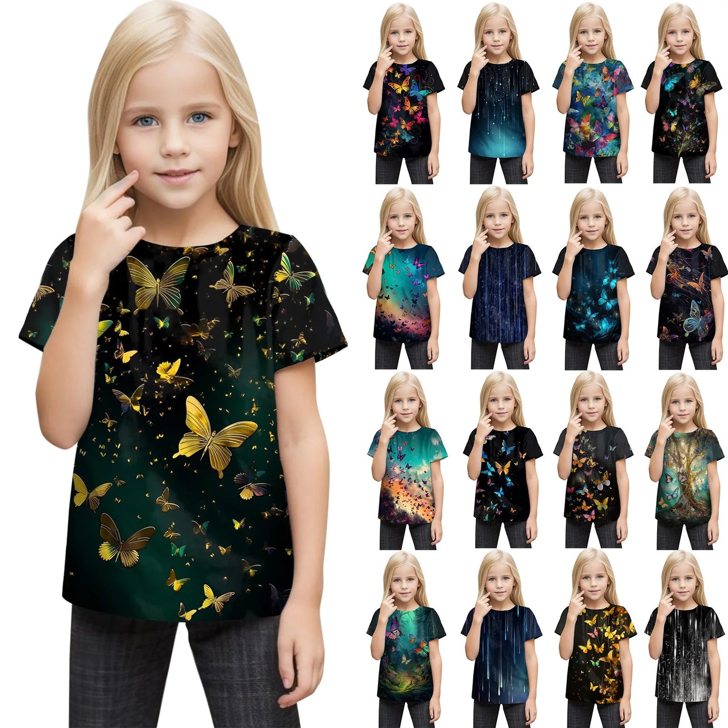 Toddler Boys Girls Butterflies Prints Trendy  Tee Shirt