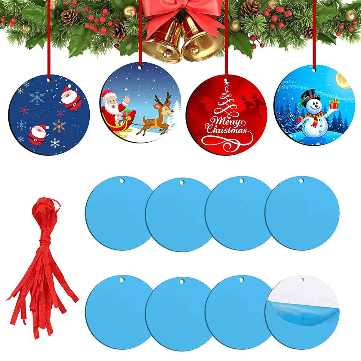 Double Sides Sublimation Ornament Blanks Round Christmas Xmas Tree Decoration