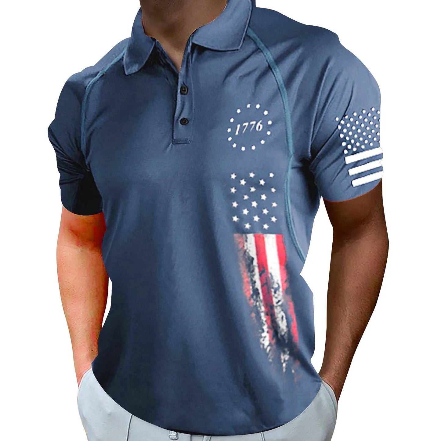 Independence Day Mens Polo Shirts American Flag  Patriotic