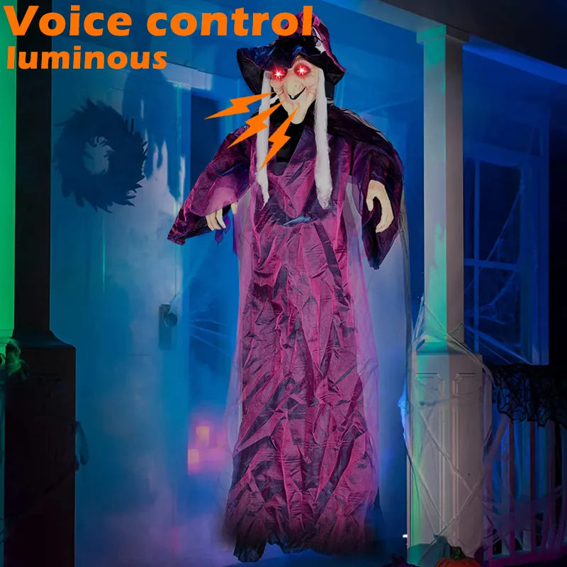 Halloween Voice Controlled Witch LED Glowing Eyes Talking